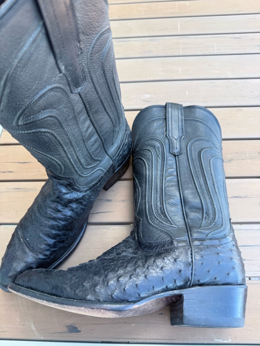 Tecovas "The Jessie" boots in Midnight (black) full-quill ostrich - Picture 3 of 6